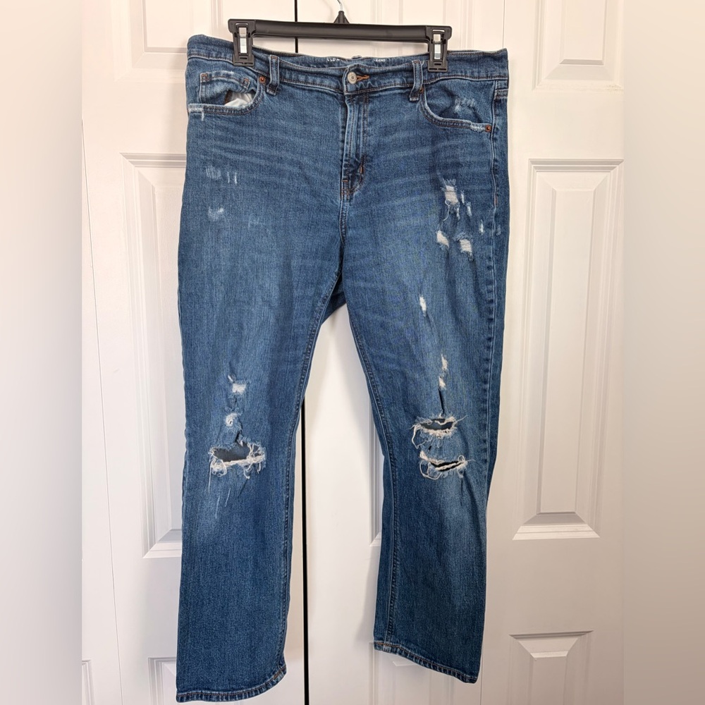 Old Navy Distressed Straight Leg Jeans - Blue